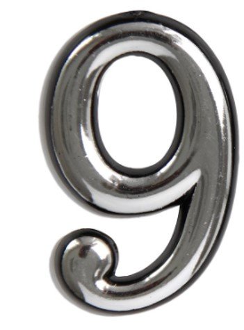 Numeriukas 9, 50-52 mm, Chromuotas, klijuojamas