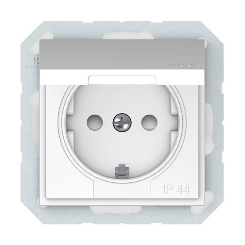 Kištukinis lizdas VILMA Qr1000 Rp16-003-22, 1 vietos, įleidžiamas, su įž., su klanda, IP44, baltos sp.