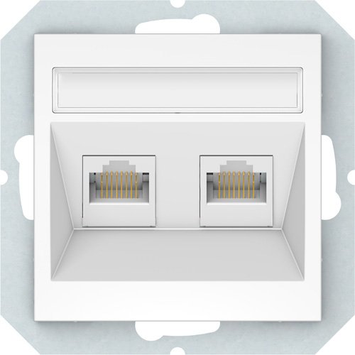 Kompiuterio lizdas VILMA Qr1000 Klrj45-26E2-02, 2 x RJ45, įleidžiamas, 6 kategorijos, baltos sp.