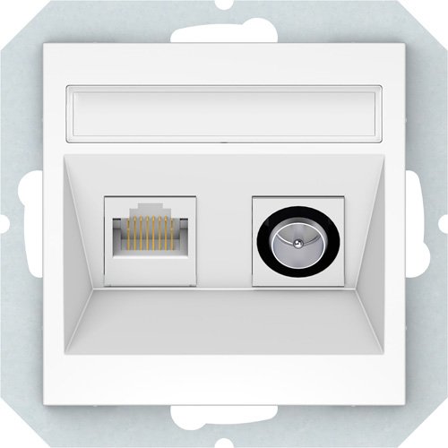 Kompiuterio lizdas + antenos lizdas VILMA Qr1000, Tvl/Klrj45-16E2-02, įleidžiamas, baltos sp.