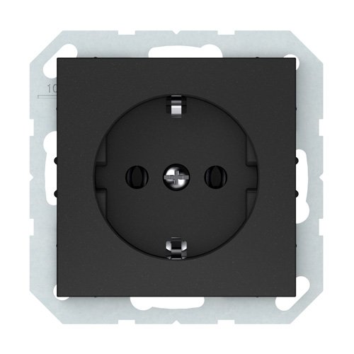 Kištukinis lizdas VILMA Qr1000 Rp16-002-02, 1 vietos, įleidžiamas, su įž., matinės juodos sp.