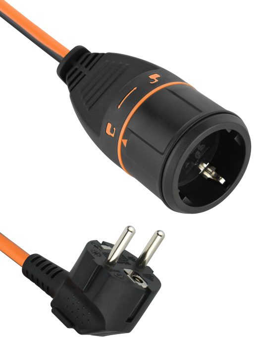 Ilgiklis ELECTRALINE Electralock, 1 lizd., 3m, su įž., be jungiklio, 3x1,5, juodai oranžinės sp., su užraktu, 1650
