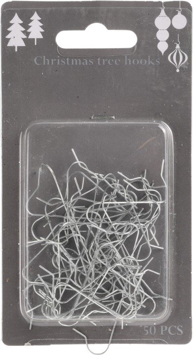 Kabliukai kalėdiniams žaisliukams, sidabro sp., 50 vnt.