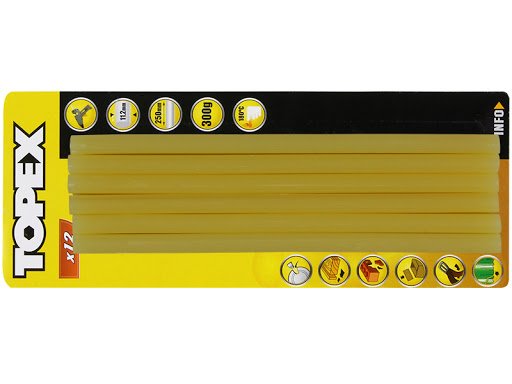 Klijų lazdelės TOPEX 42E171, geltonos, 12 vnt, 300 g