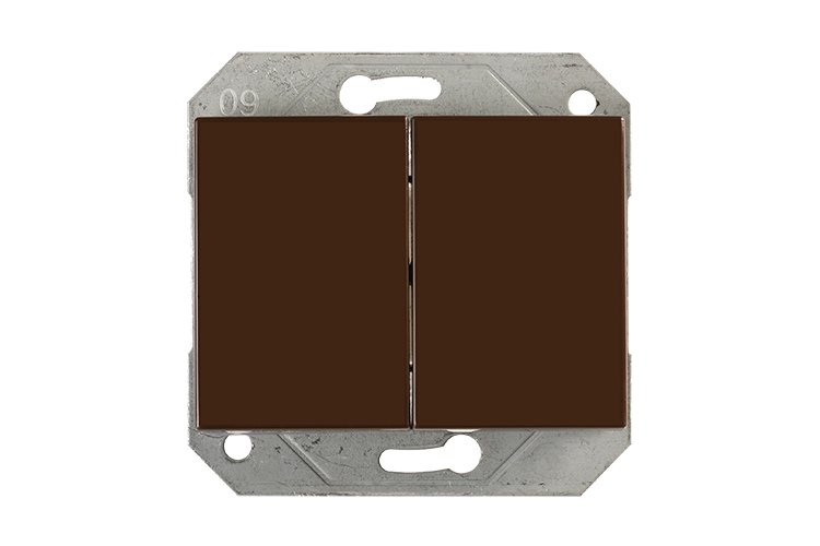 Jungiklis VILMA XP500, P510-020-02, 2 klavišų, įleidžiamas, rudos spalvos