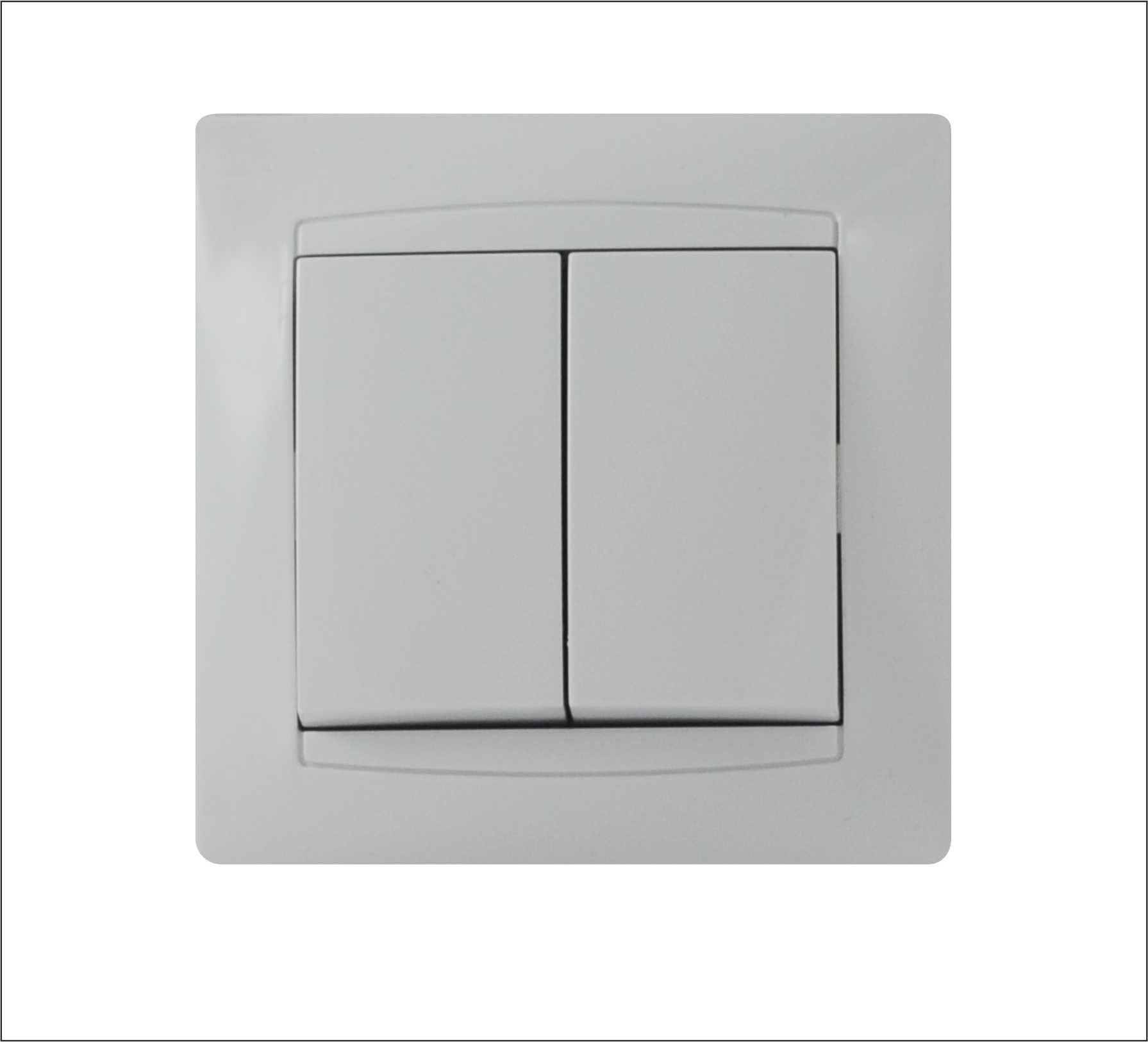 Jungiklis ORRO Kvadrat, 2 klavišų, įleidžiamas, baltos spalvos, 10 A, 250 V, 9206-02