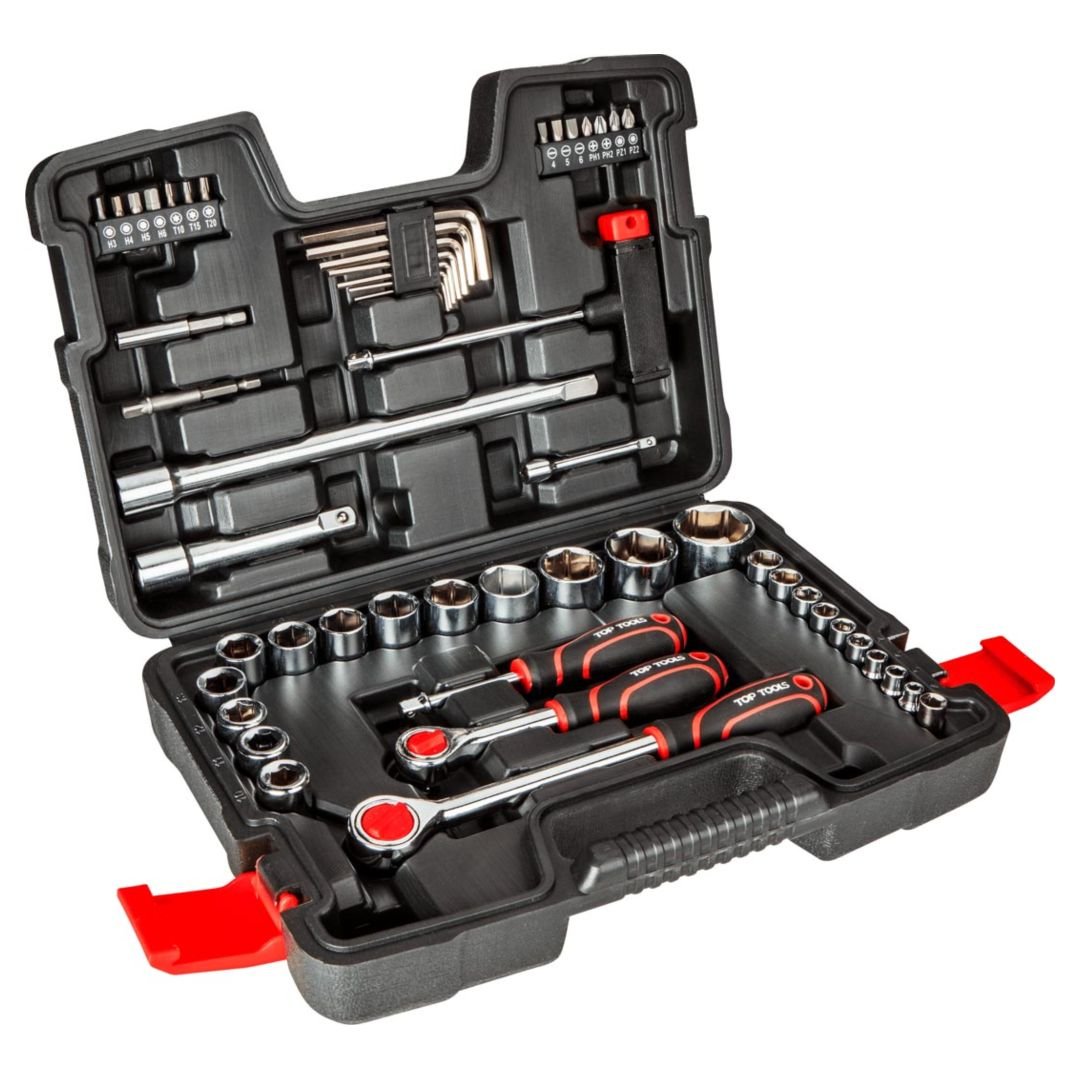 Įrankių rinkinys TOP TOOLS, 1/4", 1/2", 53 vnt.