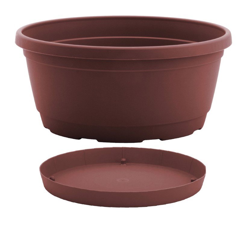 Plastikinis dubuo Nicoli Rumba, su lėkštele, 18 x 9 cm., rudas