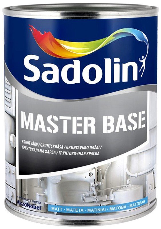 Alkidiniai emaliniai dažai SADOLIN Master Base, 1 l, BW bazė, balti, visiškai matiniai