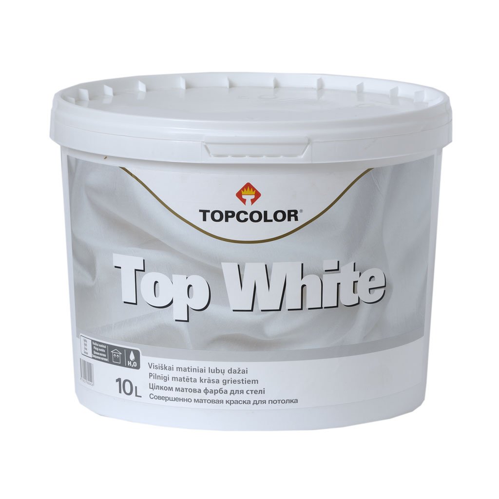 Lateksiniai dažai TOPCOLOR Top White, 5 l, balti, visiškai matiniai, luboms