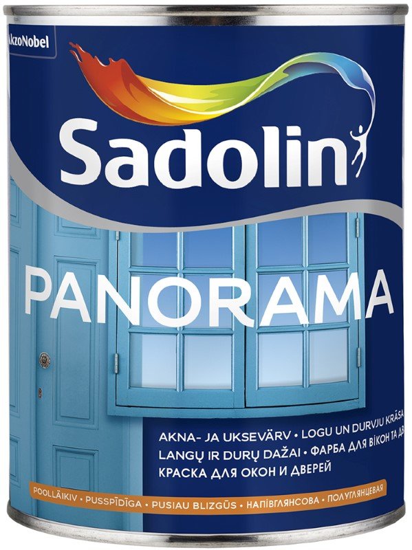 Langų ir durų dažai SADOLIN Panorama, 1 l, BW bazė, balti, pusiau blizgūs
