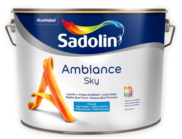 Vandeniniai lubų dažai SADOLIN Ambiance Sky, 10 l, balti, visiškai matiniai
