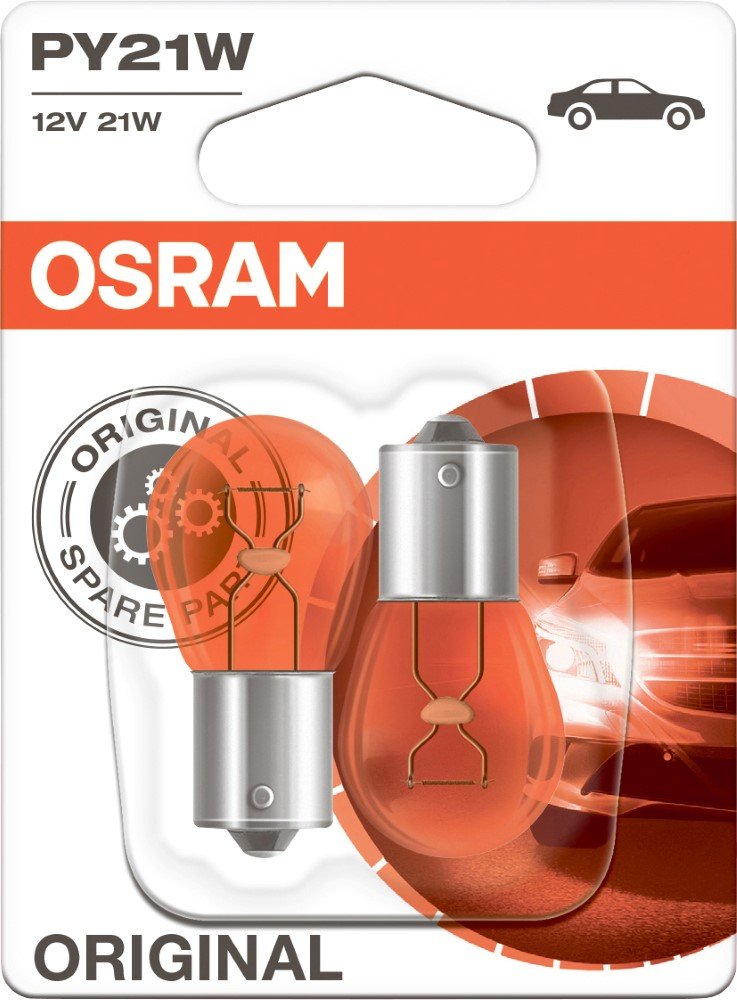 Automobilinė lemputė OSRAM, 21W/12V/BAU15S L7507-02B, gabaritinė, stabdžių, posukių, geltona
