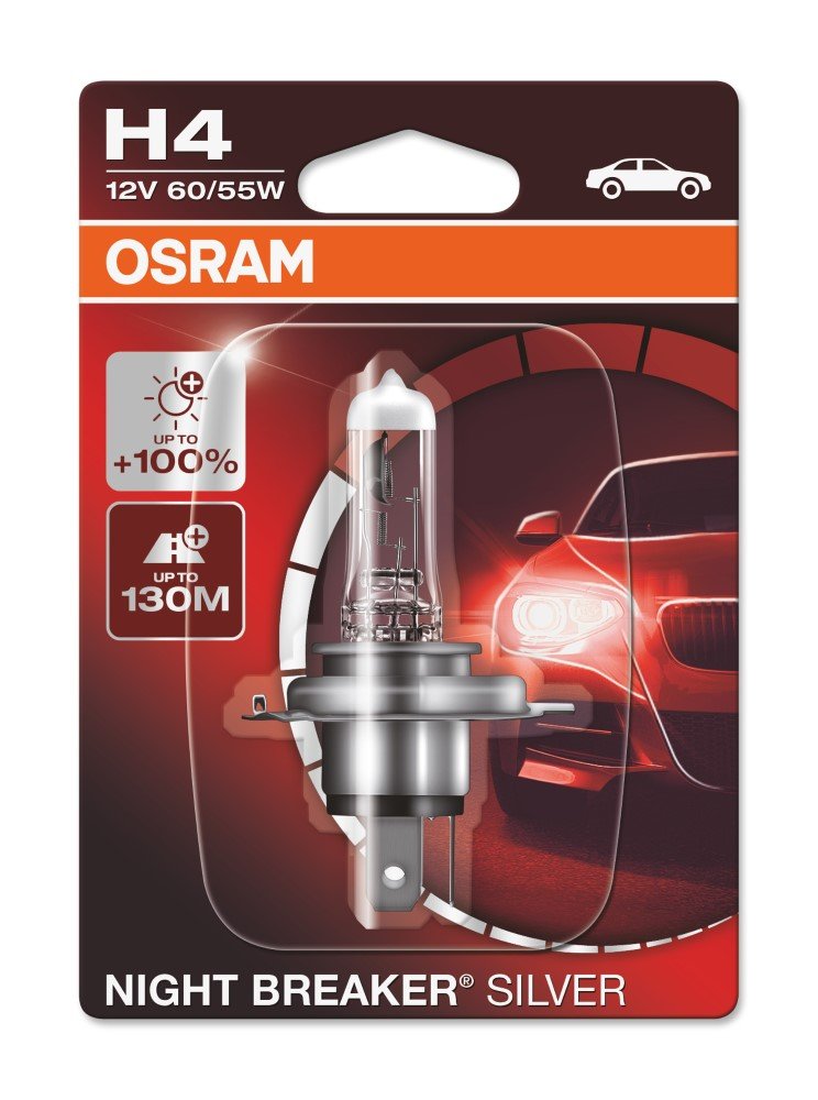 Automobilinė lemputė OSRAM, Night Beaker Silver, H4, 12V 60/55W