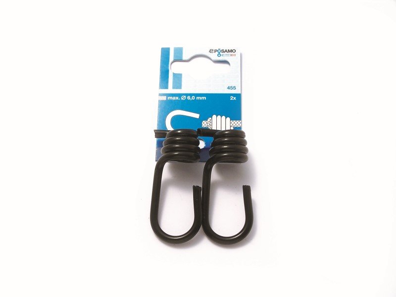 Įtempimo kabliai guminei virvei POSAMO VAUKA, 6mm, plienas, dengtas juodos spalvos PVC