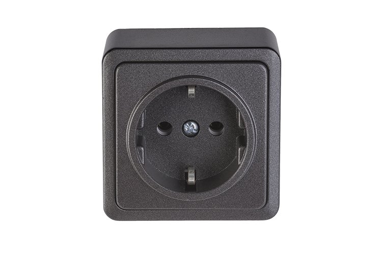 Kištukinis lizdas VILMA Sl+250, paviršinis, 1 vietos, su įž., antracito sp., RP16-002