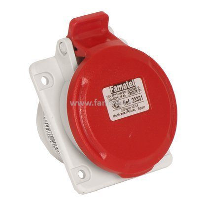 Kištukinis lizdas su dangteliu FAMATEL 23331, 3P+N+T, 16A, įleidžiamas, IP44