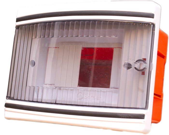 Automatinių išjungiklių skydelis BORSAN Br803/6, 6 modulių, įleidžiamas, baltas su skaidriomis durelėmis, IP20