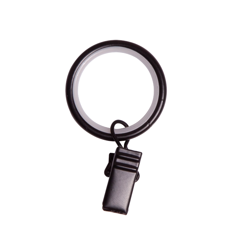 Karnizo žiedai su segtukais MARDOM 10 Vnt., Metaliniai žiedai su segtukais. Skersmuo -19mm. Pakuotėje - 10vnt. Spalva - juoda.