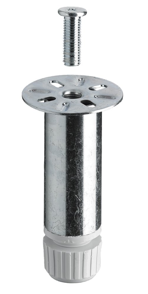 Baldų koja HETTICH, reguliuojama, sidabro spl., d-30 mm, 100-110 mm, 9230244