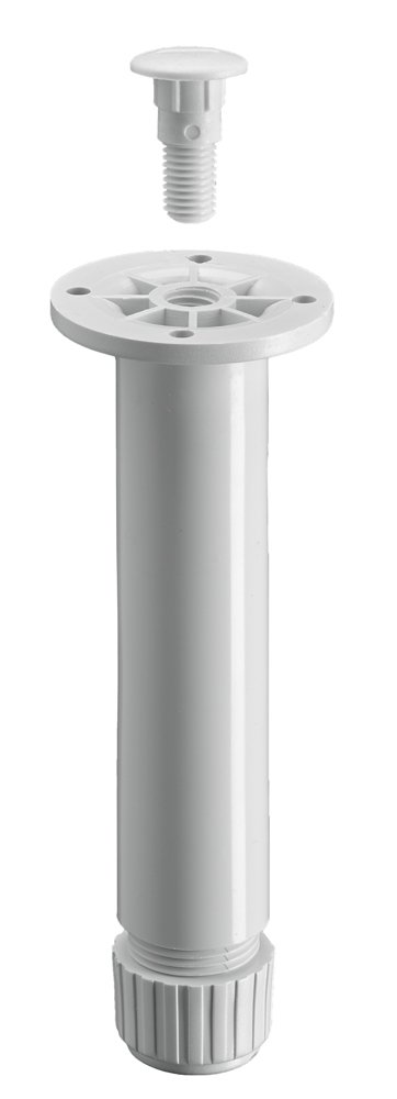 Baldų koja HETTICH, reguliuojama, plastikinė, balta spl., d-30 mm, 150-160 mm, 9230243
