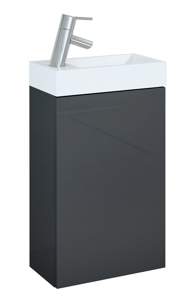 Vonios spintelės komplektas ELITA Young Basic 40, 68 x 40 x 22,5 cm, pakabinama, apatinė, antracito sp., su baltu praustuvu