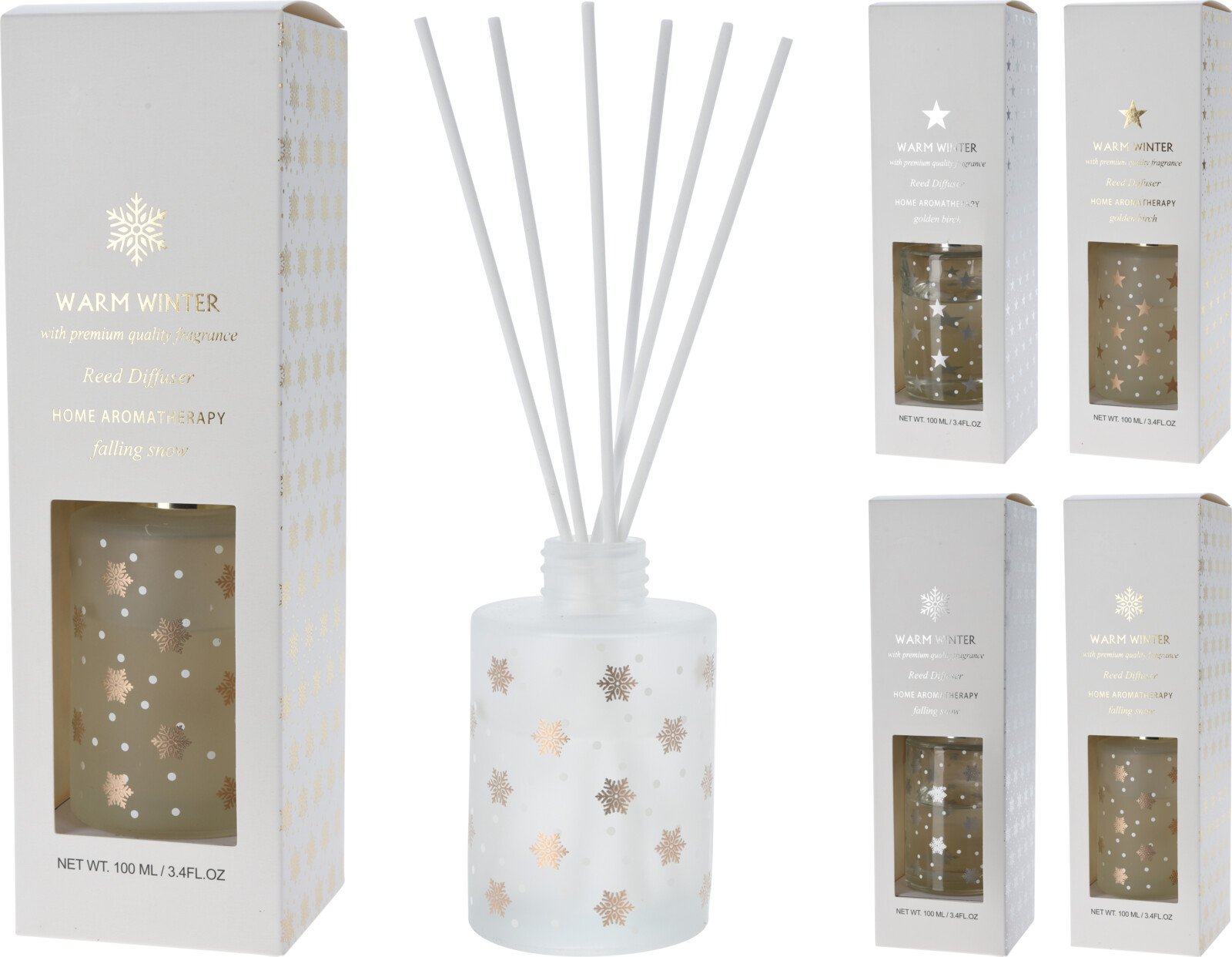 Namų kvapas, su lazdelėmis, 2 skirtingi kvapai: krintantis sniegas, beržas, 100 ml