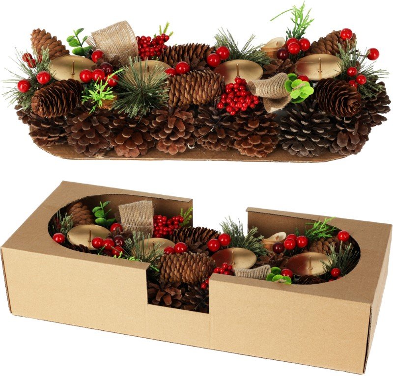 Dekoratyvinis Kalėdų vainikas - žvakidė, 41 cm