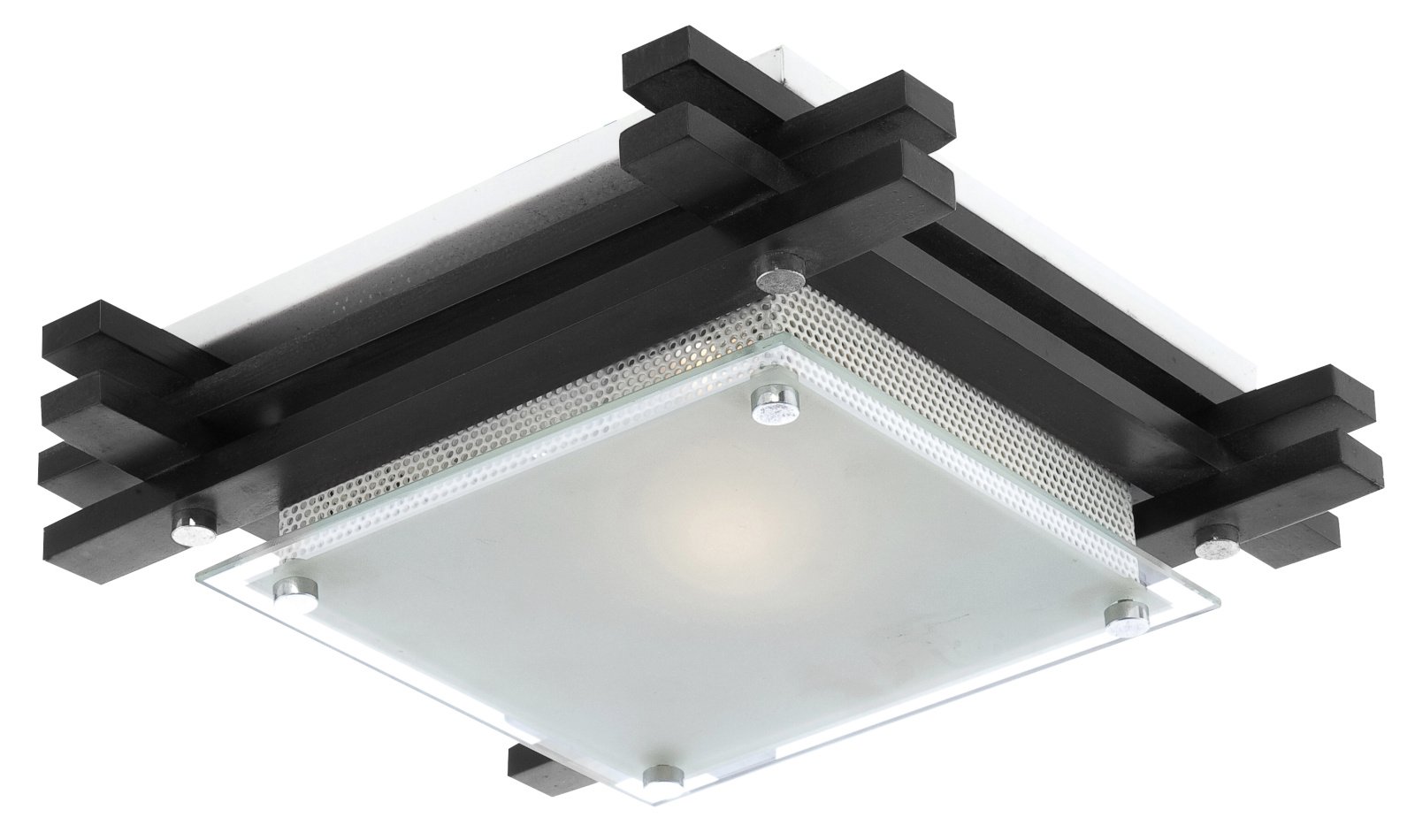 Lubinis šviestuvas GLOBO Edison, E27, 1 x 60W, 230V, su stiklu, medžiu, 270 x 270 x 85 mm, 48324