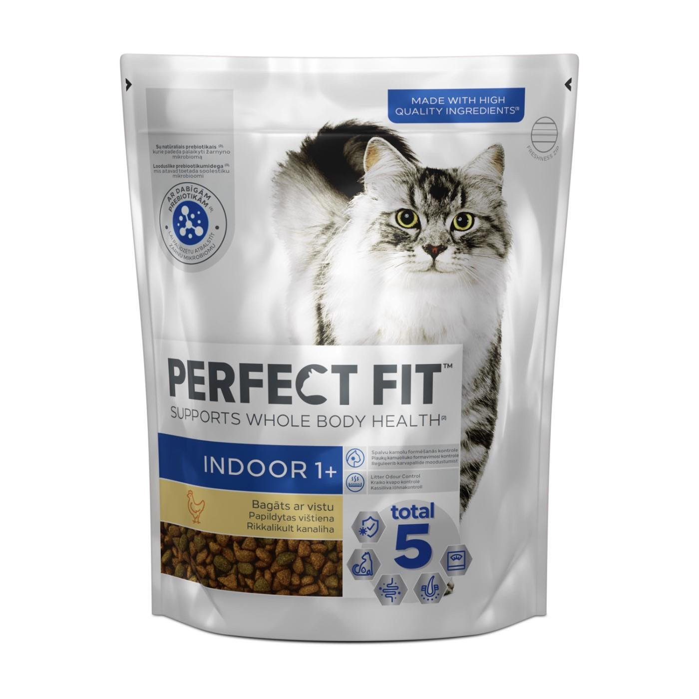 Sausas kačių ėdalas PERFECT FIT, su vištiena,750 g