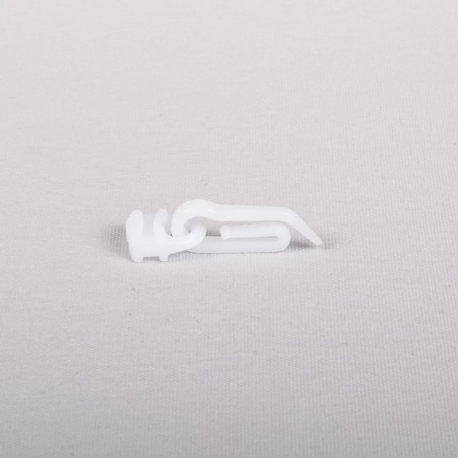 Plastikinė kilputė HESORA Nr. 2505 A, slankiojanti su plastikiniu viengubu kabliuku, baltos spalvos, 30 vnt.