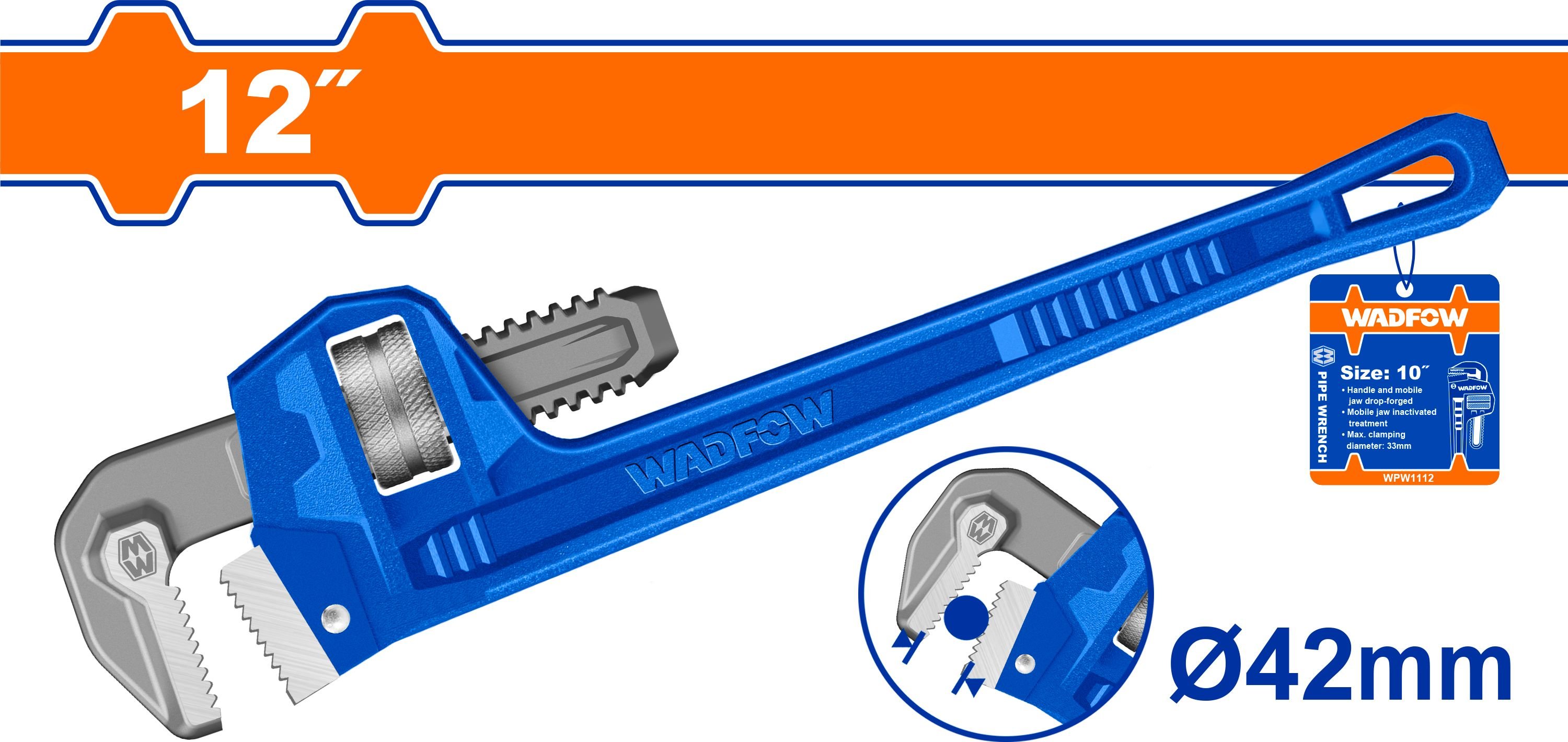 Raktas WADFOW, santechninis, iki 42 mm, 305 mm (12"), WPW1112