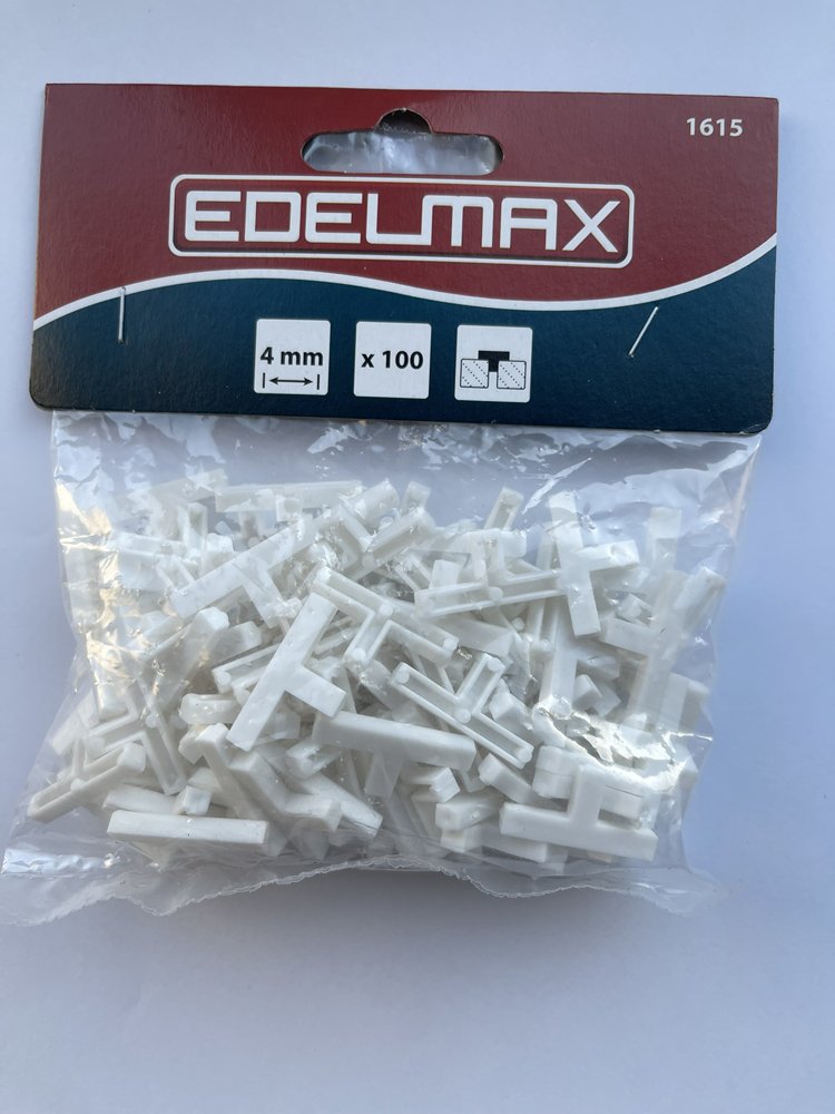 Plytelių kryželiai EDELMAX, T formos, 4 mm, 100 vnt.