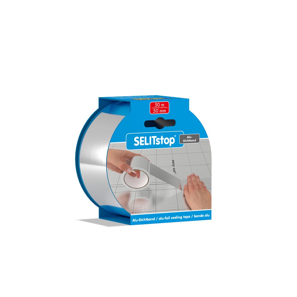 Lipni aliuminio juosta SELIT Selitstop, 50000 x 50 mm, grindų paklotų sujungimui, sandarinimui, tvirtinimui, 70161