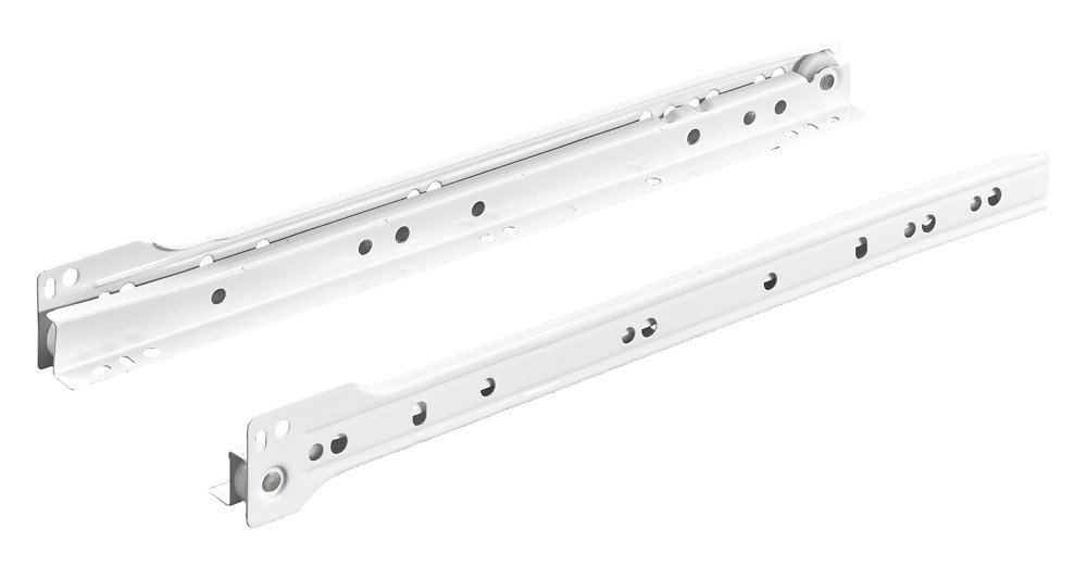 Stalčių bėgeliai, ritin., dalin. Ištr. HETTICH, 350mm, 12kg, baltos sp., 9240423