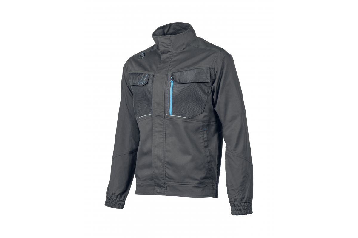 Švarkas HOGERT WORKWEAR Wurnitz, 60% poliesteris, 38% medvilnė, 2% elastanas, pilka spalva, L (52) dydis, CE