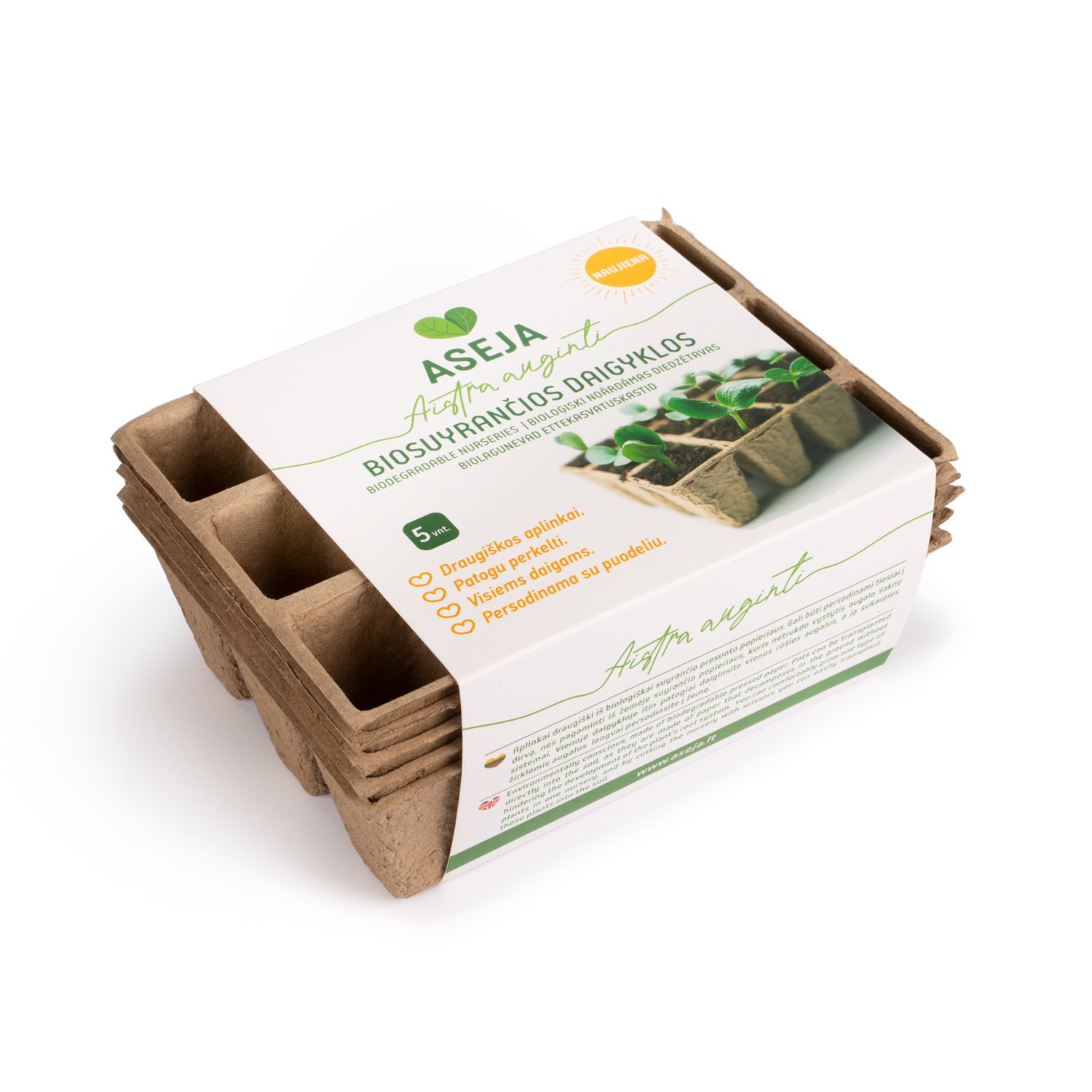 Biosuyrančios daigyklos ASEJA, 12 narelių, 5 vnt., 160x120x45 mm., 725003-5