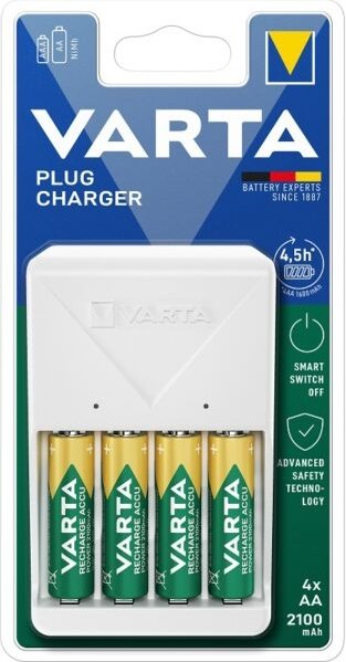 Pakrovėjas VARTA, Plug Charger 4xAA 2100 mAh, 4 vietos, 2 kanalai