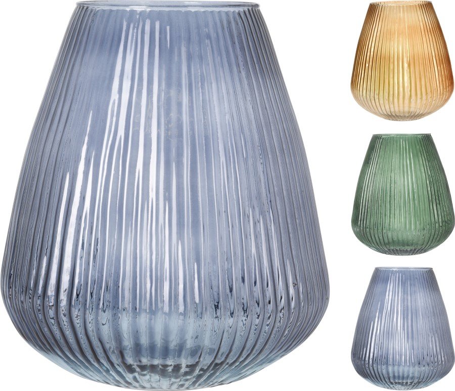 Vaza, stiklas, 3 skirtingos sp., 24,5 x 24,5 x 28 cm