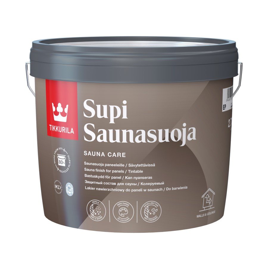 Saunos sienų apsaugos priemonė TIKKURILA Supi Saunasuoja, 2,7 l, pusiau matinis, bekvapis