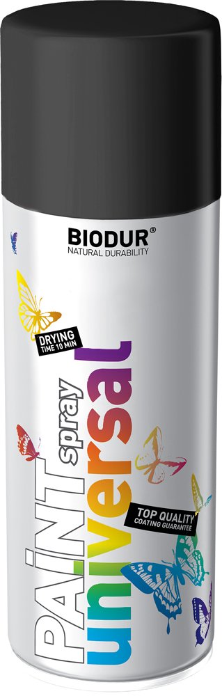 Universali aerozolinė emalė BIODUR, juodas (RAL9005), 400 ml