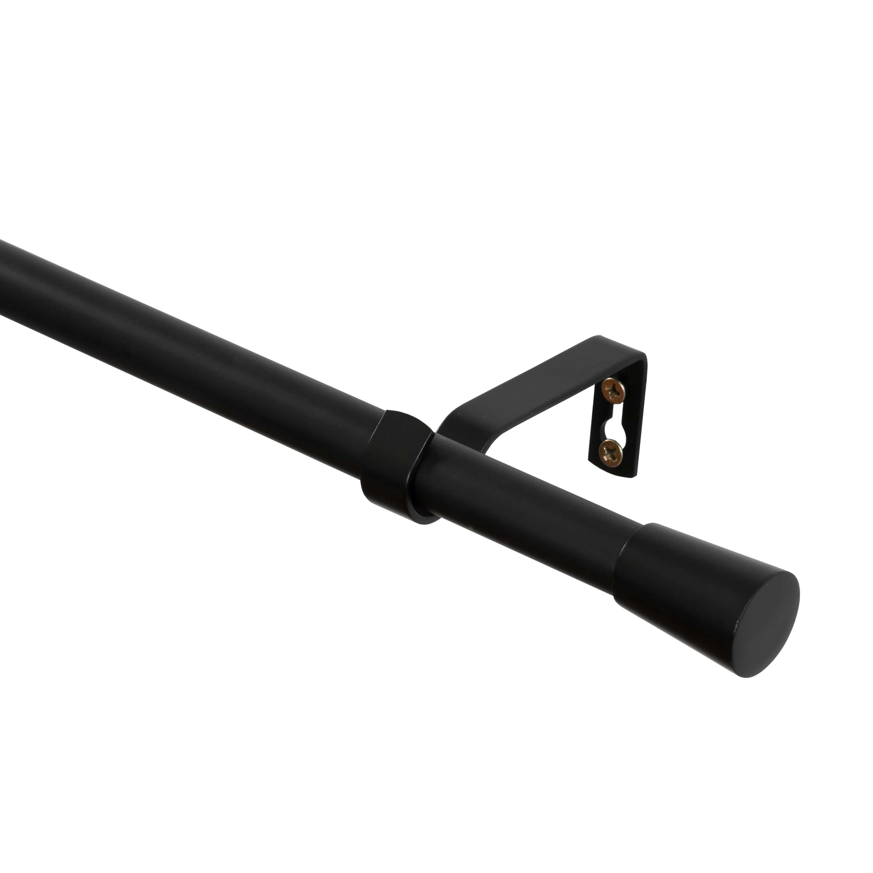 Sieninis viengubas karnizo rinkinys SANTIM Astra, ilgis 2000 mm, 19 mm skersmuo, metalinis, spl. matinė juoda, be žiedų