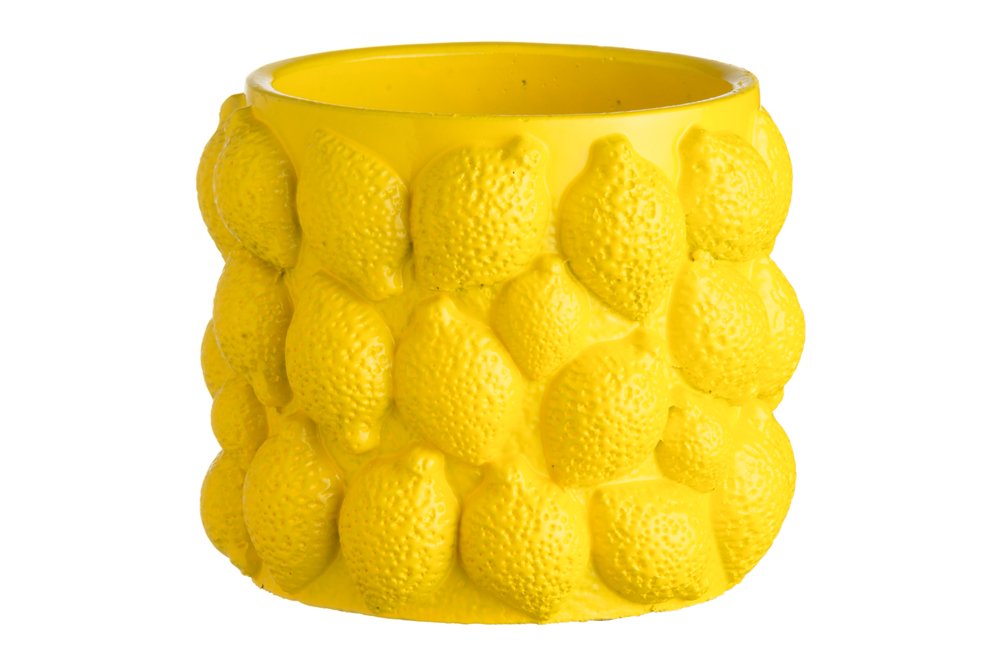 Kambarinis keraminis vazonas 4Living Lemon, geltonos sp., 16,5 x 16,5 x 14 cm.