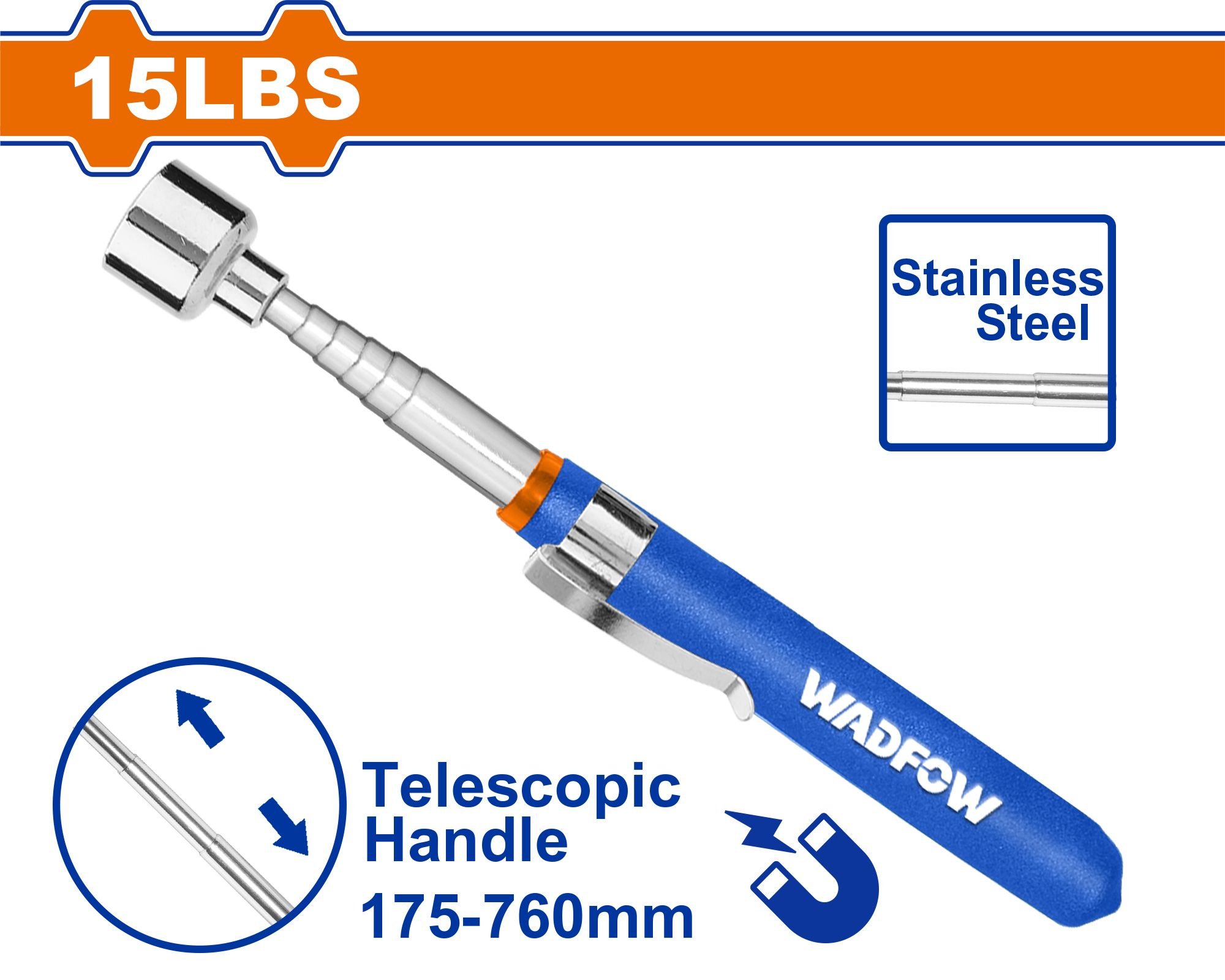 Magnetinis įrankis WADFOW, teleskopinis, 175-760 mm, WME1615