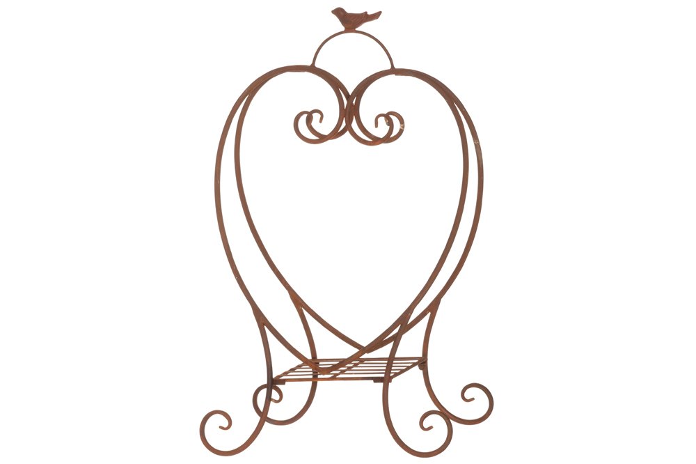 Metalinis vazono stovas 4Living, širdies formos, rudos sp., 35 x 26 x 60 cm.