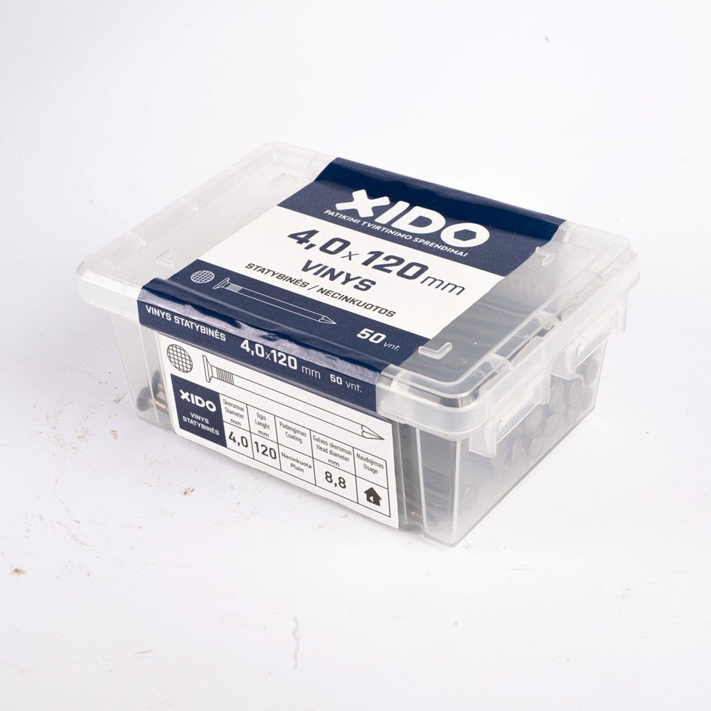 Vinys statybinės XIDO, juodos 4,0x120, 50vnt.