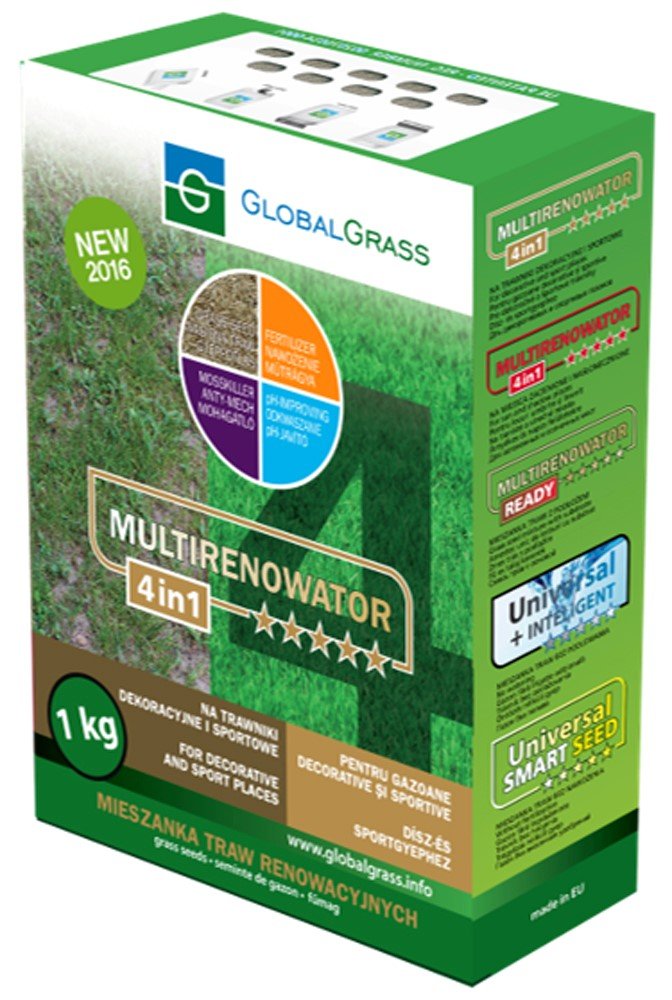 Žolių sėklų mišinys GlobalGrass MULTIRENOWATOR 4in1, dekoratyvinėms ir sporto zonoms, 1 kg