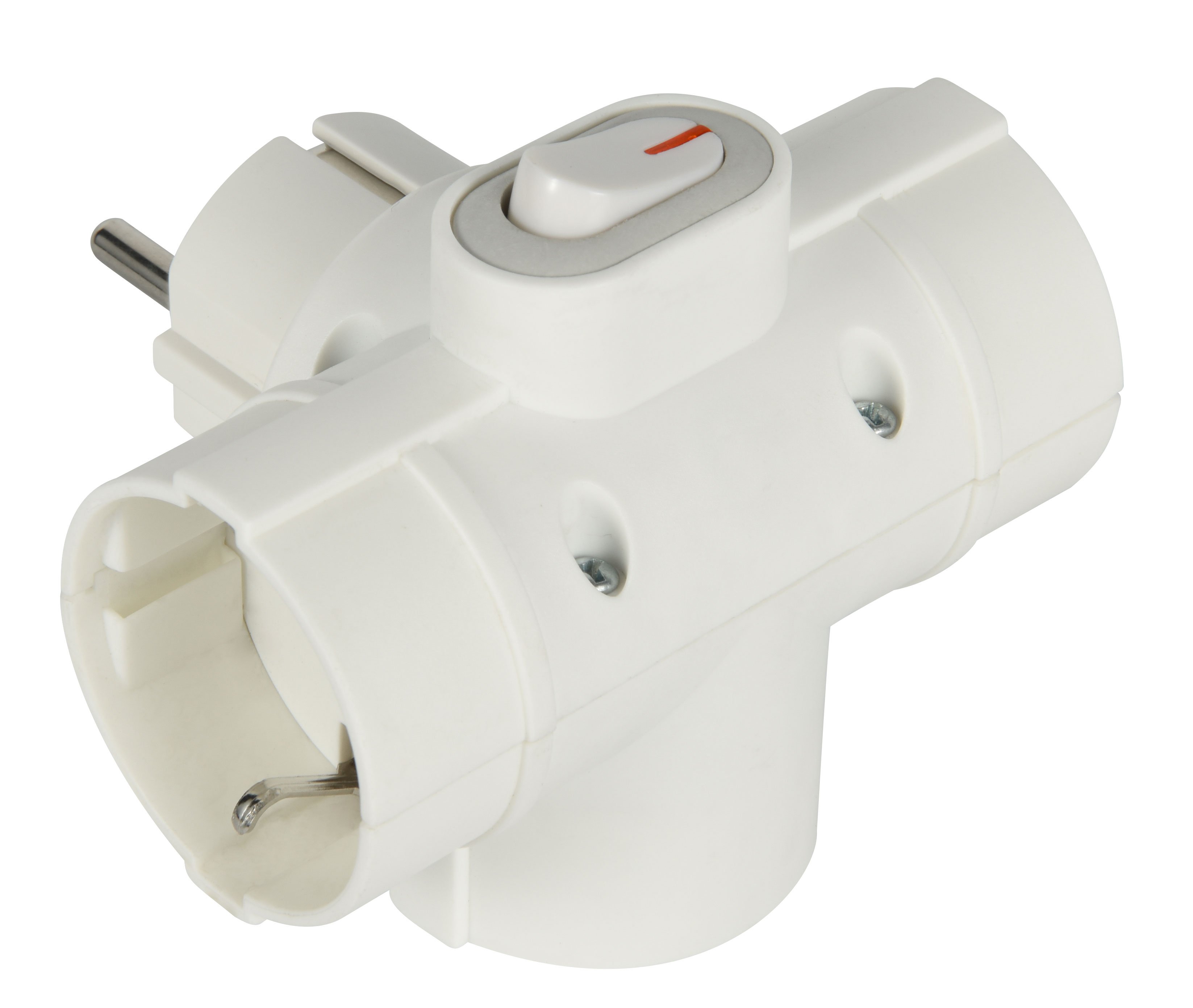Šakotuvas ELECTRALINE, 3 lizdų, su įž., su jungikliu, 2P+E 16A 250V, baltos sp., 55090