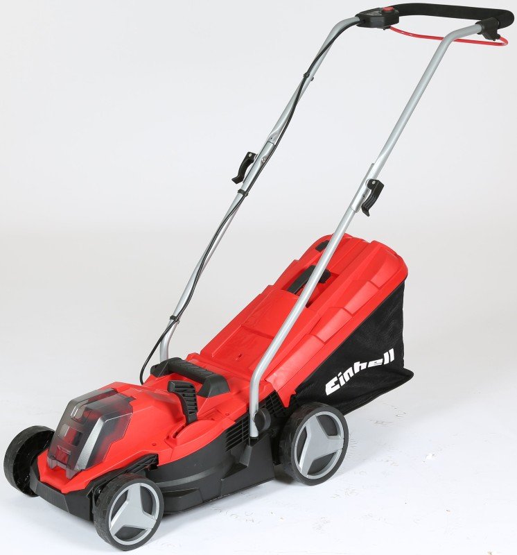 Akumuliatorinė vejapjovė EINHELL GE-CM 18/33 Li, 18 V, pjovimo plotis 33 cm, 30 l krepšys, svoris 10,9 kg, 4,0 Ah akumuliatorius ir pakrovėjas