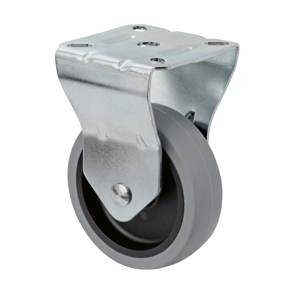 Fiksuotas ratukas WALTECO, d-75 mm, su plokštele, apkrova 50 kg